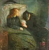Edvard Munch, The Sick Child, 1896. The 2nd in the series was completed while the artist was living in Paris, Konstmuseet, Gothenburg.