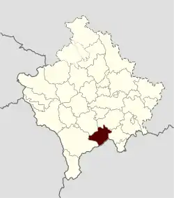 Location of the municipality of Štrpce within Kosovo