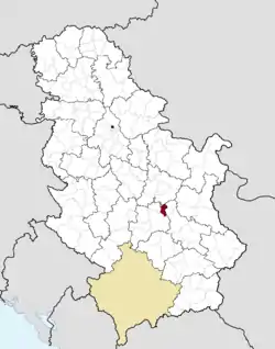 Location of the municipality of Ćićevac within Serbia