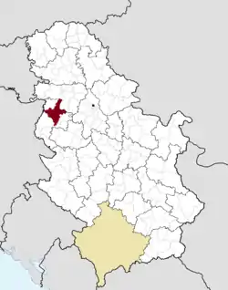 Location of the city of Šabac within Serbia
