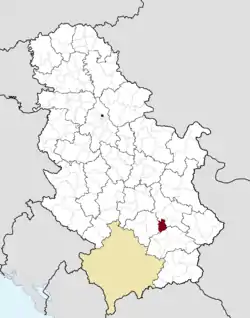 Location of the municipality of Žitorađa within Serbia