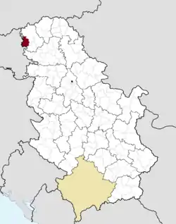Location of the municipality of Apatin within Serbia