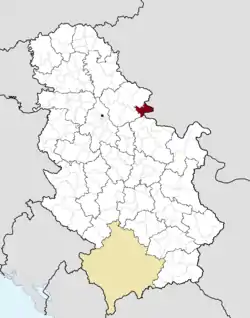 Location of Bela Crkva within Serbia