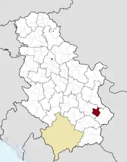 Location of the municipality of Bela Palanka within Serbia