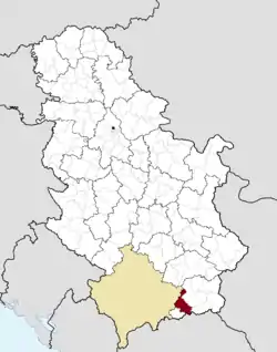 Location of the municipality of Bujanovac within Serbia