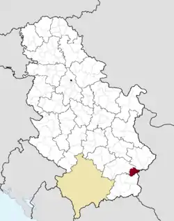 Location of the municipality of Crna Trava within Serbia