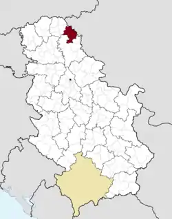 Location of the city of Kikinda (red) within Serbia