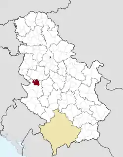 Location of the municipality of Kosjerić within Serbia