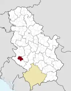 Location of the municipality of Nova Varoš within Serbia