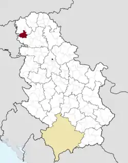 Location of the municipality of Odžaci within Serbia
