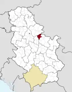 Location of the city of Požarevac within Serbia