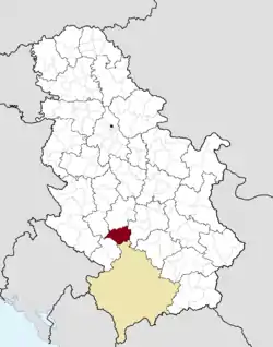Location of the municipality of Raška within Serbia