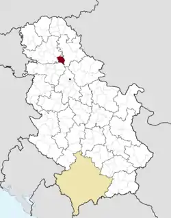 Location of the municipality of Titel within Serbia