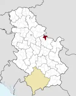 Location of the municipality of Veliko Gradište within Serbia