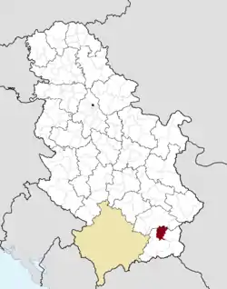 Location of the municipality of Vladičin Han within Serbia