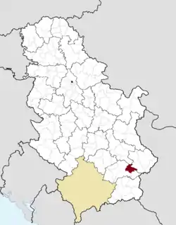Location of the municipality of Vlasotince within Serbia