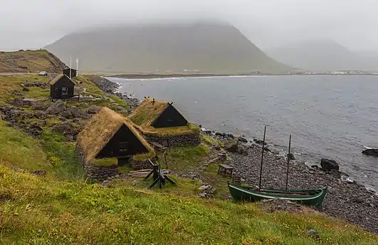 Image 20A maritime museum located in the village of Bolungarvík, Vestfirðir, Iceland, showing a 19th-century fishing base with a typical boat of the period and associated industrial buildings: an example of a very small museum