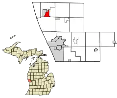Location of Whitehall, Michigan