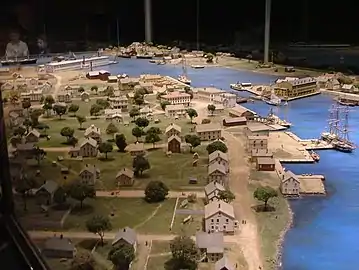 Scale model of Mystic, Connecticut as it was about 1870