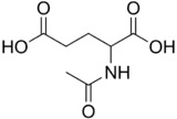 Skeletal formula of N-acetylglutamic acid