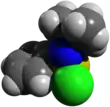 Space-filling model of N-tert-butylbenzenesulfinimidoyl chloride