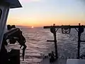 Hugh R. Sharp underway for sunrise off the coast of Delaware/New Jersey