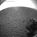 Curiosity's first image after landing (without clear dust cover, 6 August 2012)