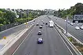 Looking west along the Northwestern Motorway between Newton Road and Bond Street.