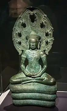 Cambodian Buddha with Mucalinda Nāga, c. 1100 CE, Banteay Chhmar, Cambodia
