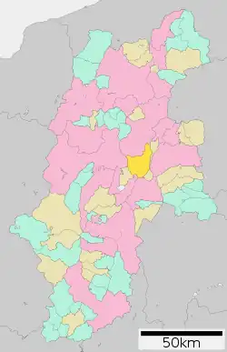 Location of Nagawa in Nagano Prefecture