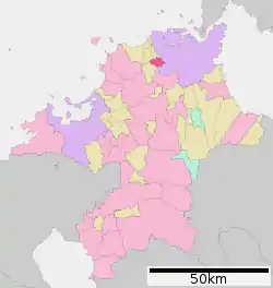 Location of Nakama in Fukuoka Prefecture
