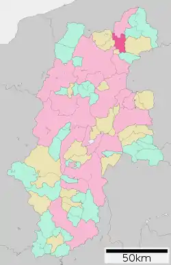 Location of Nakano in Nagano Prefecture