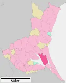 Location of Namegata in Ibaraki Prefecture