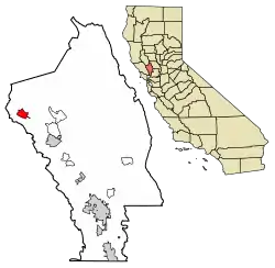 Location of Calistoga in Napa County, California.