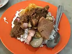 Nasi Campur, commonly consumed by the Chinese community in the Riau Islands
