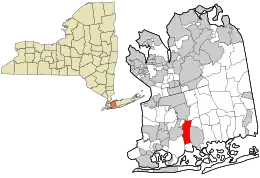 Location in Nassau County and the state of New York