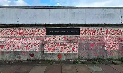 One of the plaques identifying the National Covid Memorial Wall