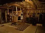 Interior of the house of Ainu - Saru River basin.