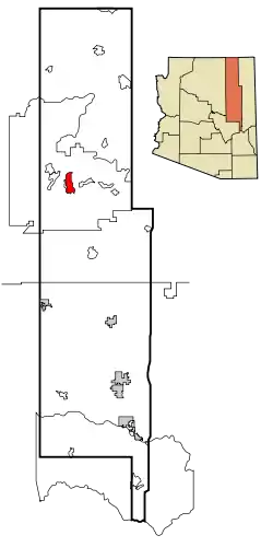 Location in Navajo County and the state of Arizona