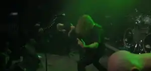 Necrophagist performing in 2010. Left to right: Stephan Fimmers, Muhammed Suiçmez, Romain Goulon (behind) and Sami Raatikainen.