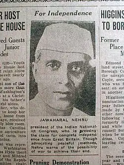 Jawaharlal Nehru in 1929 demands "complete independence from Great Britain."