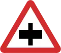 B2: Crossroad with a major road ahead