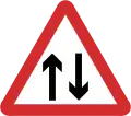 B21: Two-way traffic straight ahead
