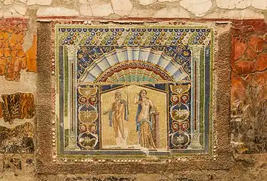 Roman mosaic of Neptune and Amphitrite, c.70 BC, mosaic, Herculaneum Archaeological Park, Ercolano, Italy