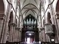 Gothic nave with pulpit and pipe organ