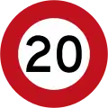 (R1-1) 20&nbsp;km/h speed limit (Used till 2016)