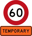 Temporary 60&nbsp;km/h speed limit