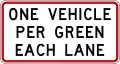 (R2-10) One Vehicle per Green each lane (used underneath ramp meters on motorway on-ramps)