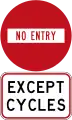 No Entry - Except Cycles (do not enter from this point)