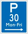 (R6-31) Parking Permitted: 30 Minutes (on the right of this sign, non-standard hours)